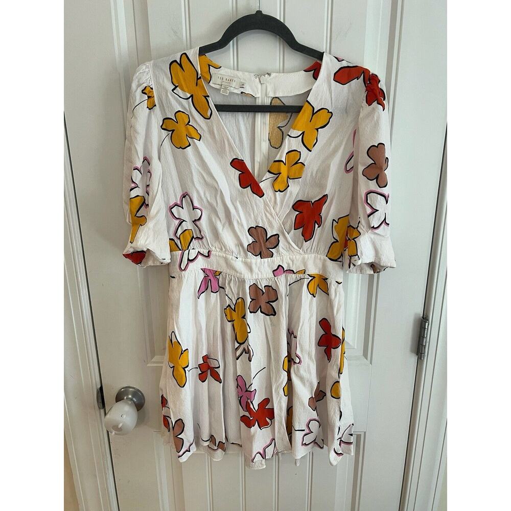 Ted Baker Floral Print Wrap Mini Dress Sz 3 (Medium 8/10)‎